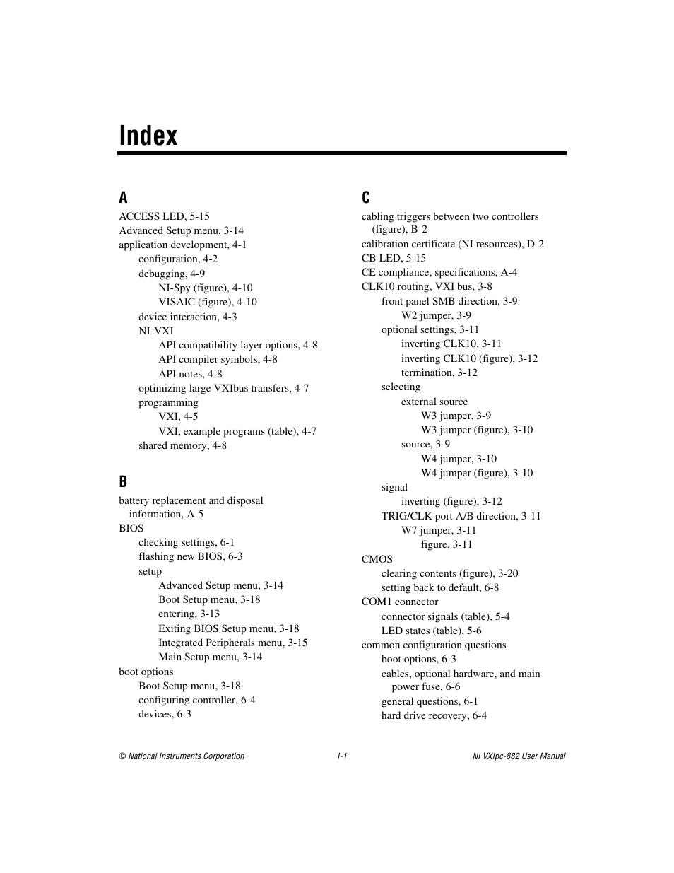 Index | National Instruments NI VXIpc-882 User Manual | Page 100 / 106