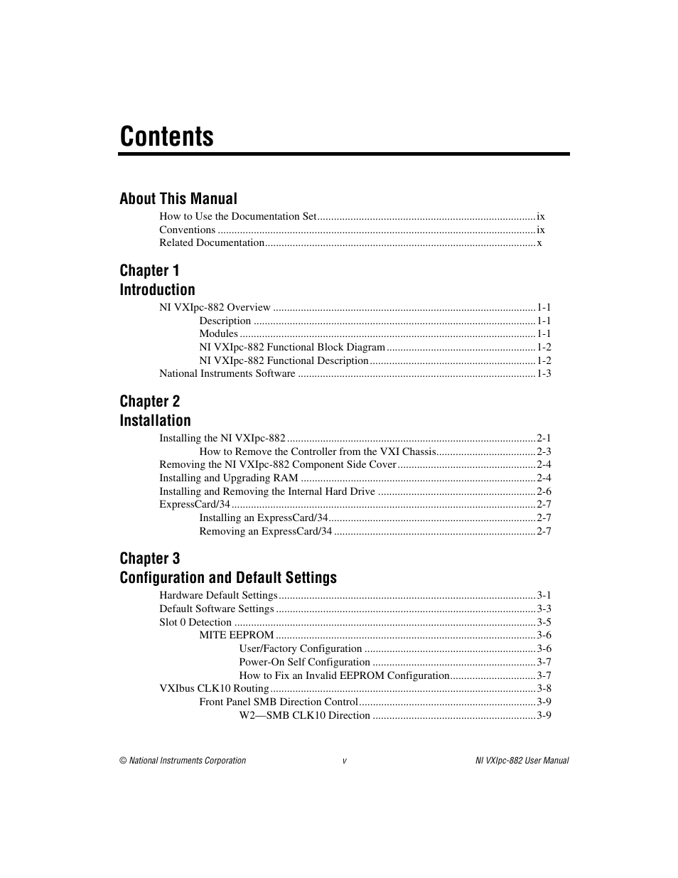 National Instruments NI VXIpc-882 User Manual | Page 5 / 106