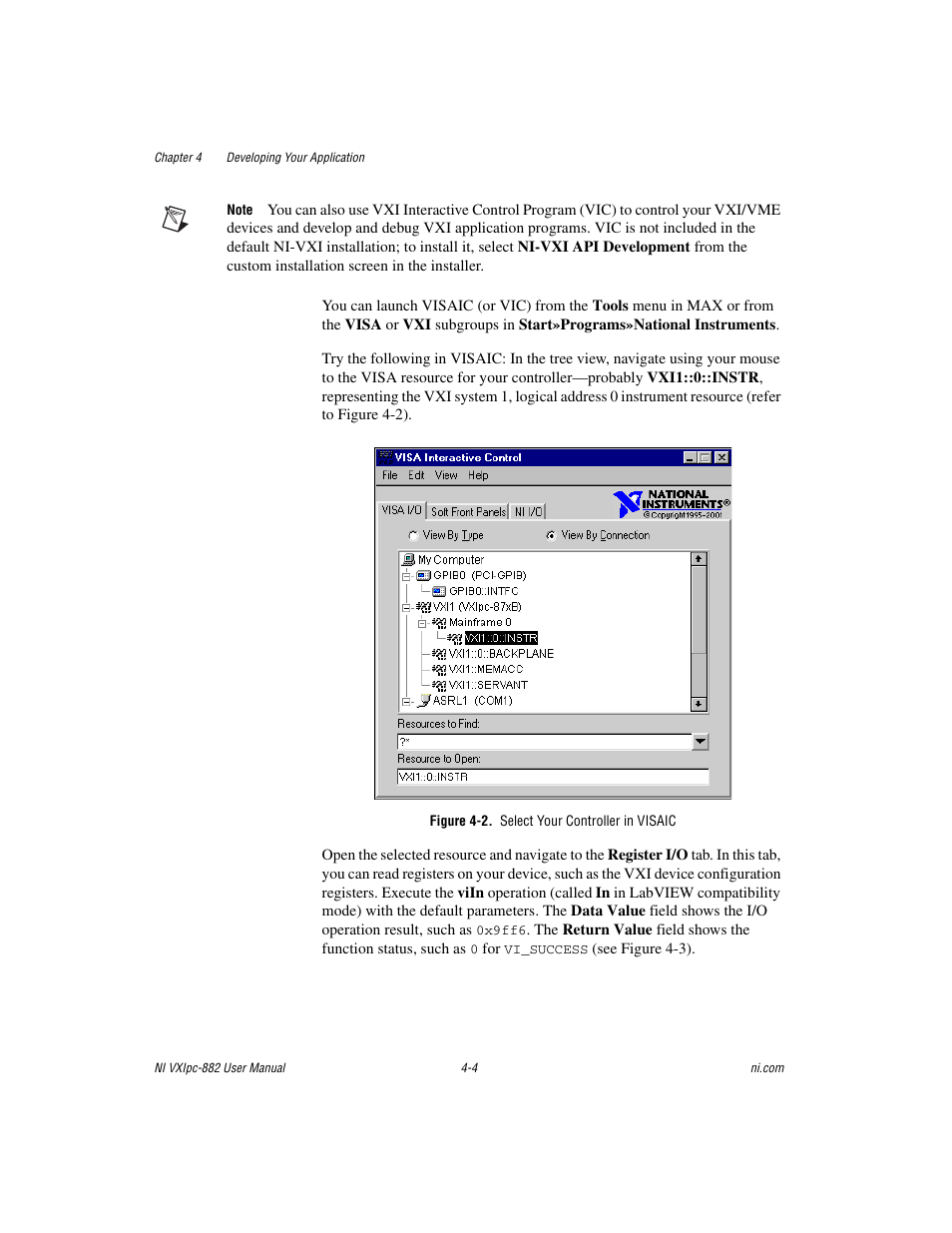 Figure 4-2. select your controller in visaic | National Instruments NI VXIpc-882 User Manual | Page 52 / 106
