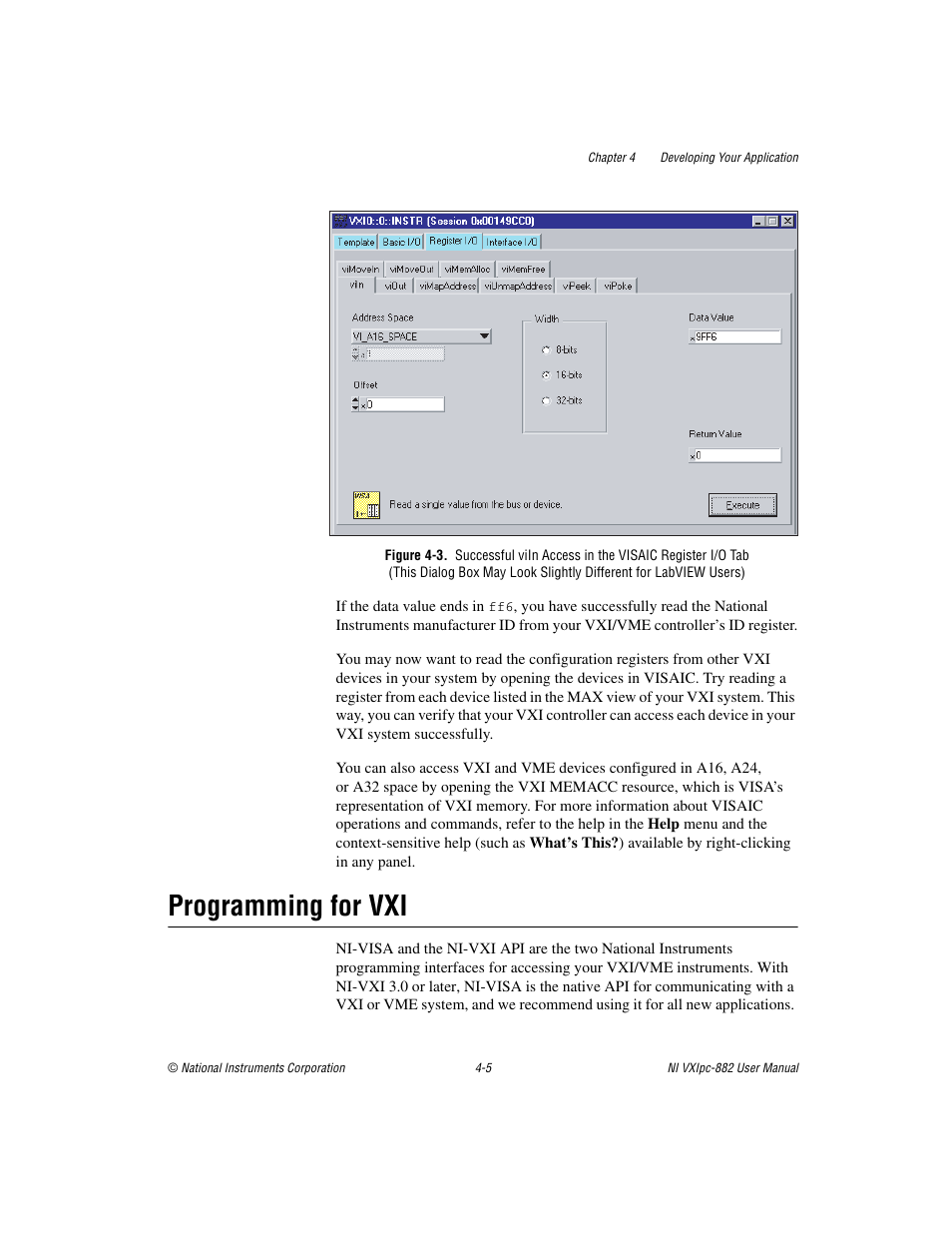 Programming for vxi, Programming for vxi -5 | National Instruments NI VXIpc-882 User Manual | Page 53 / 106