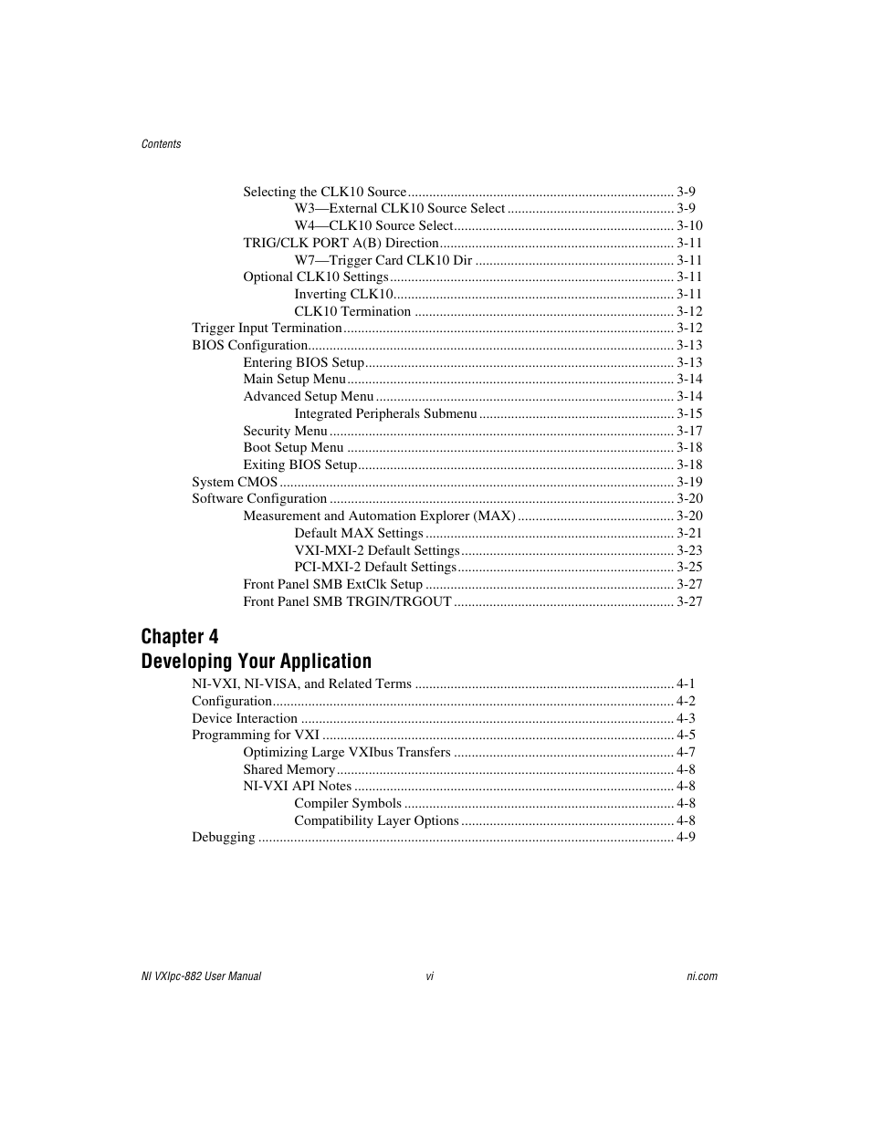 Chapter 4 developing your application | National Instruments NI VXIpc-882 User Manual | Page 6 / 106