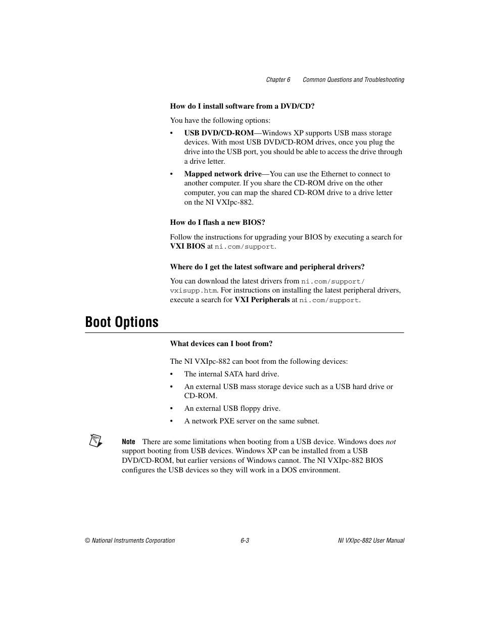 Boot options, Boot options -3 | National Instruments NI VXIpc-882 User Manual | Page 76 / 106