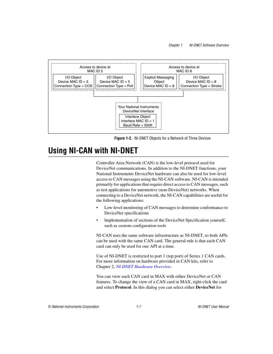 Using ni-can with ni-dnet, Using ni-can with ni-dnet -7 | National Instruments NI-DNET User Manual | Page 16 / 86