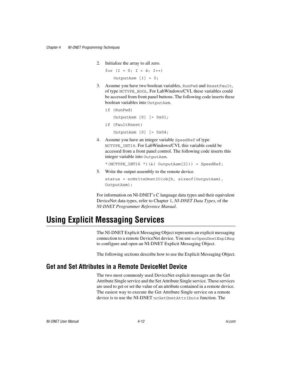 Using explicit messaging services, Using explicit messaging services -12 | National Instruments NI-DNET User Manual | Page 43 / 86