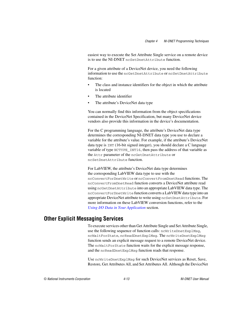 Other explicit messaging services, Other explicit messaging services -13 | National Instruments NI-DNET User Manual | Page 44 / 86