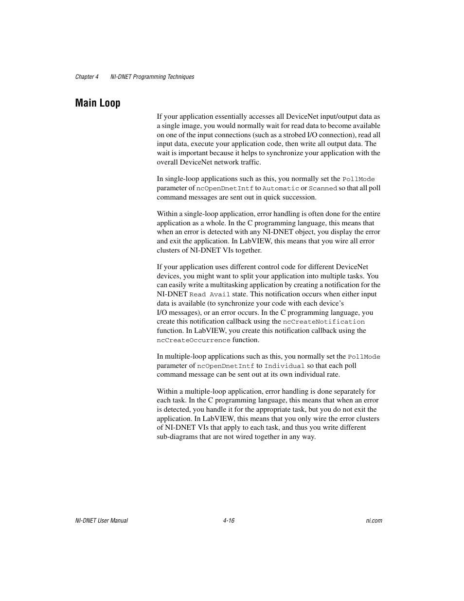 Main loop, Main loop -16 | National Instruments NI-DNET User Manual | Page 47 / 86