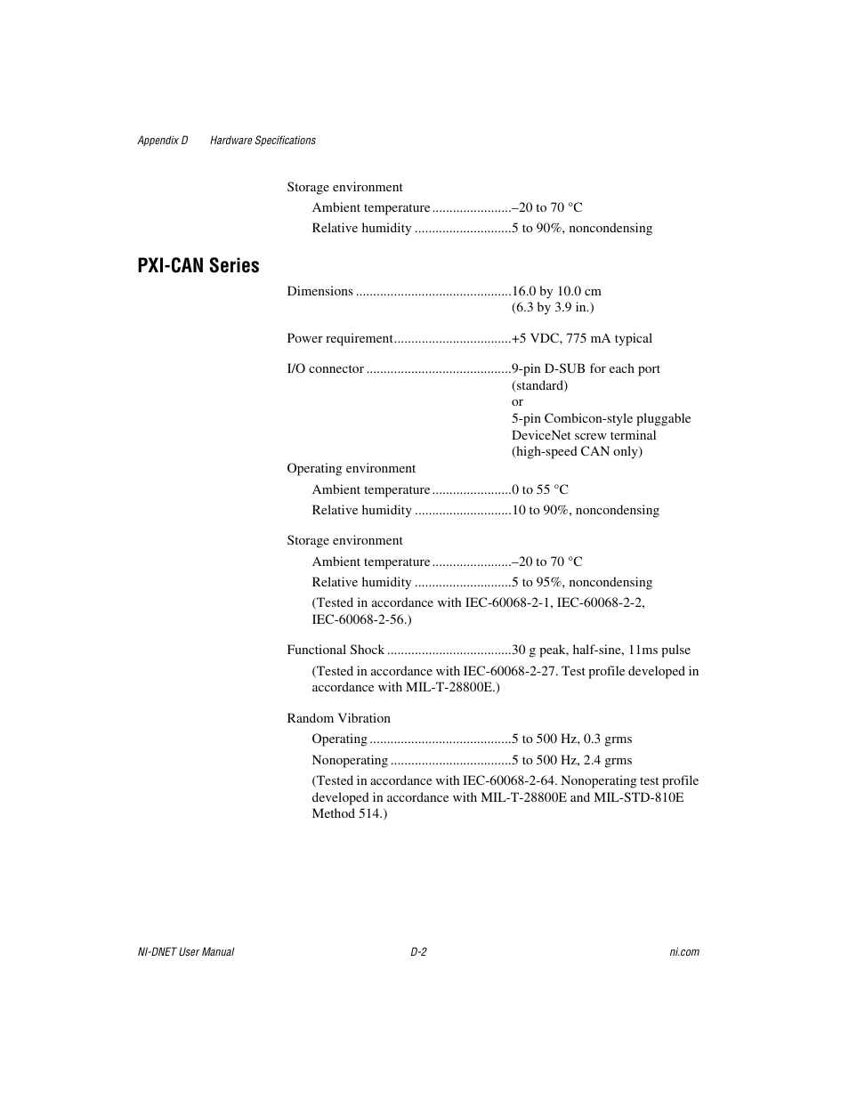 Pxi-can series | National Instruments NI-DNET User Manual | Page 74 / 86