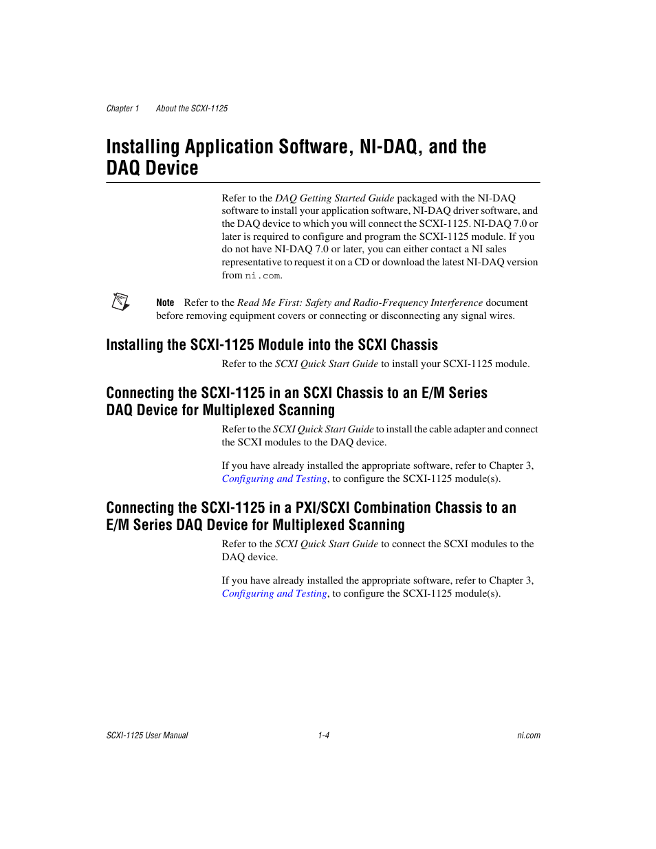 National Instruments Module SCXI-1125 User Manual | Page 13 / 101