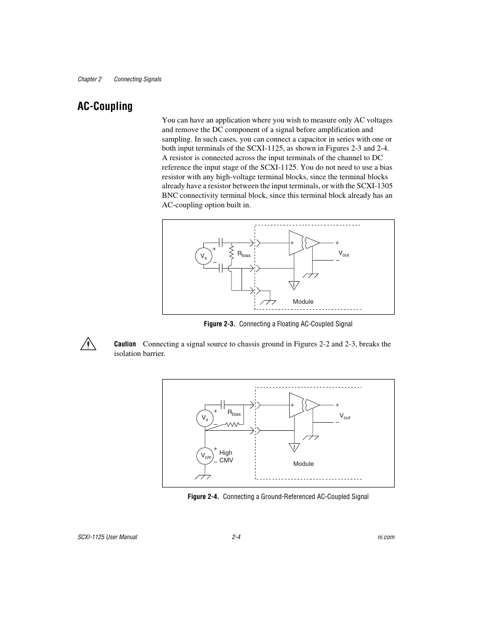 Ac-coupling, Ac-coupling -4 | National Instruments Module SCXI-1125 User Manual | Page 21 / 101