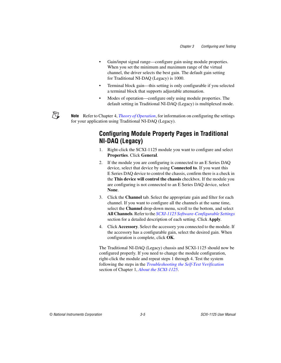In traditional ni-daq (legacy) -5 | National Instruments Module SCXI-1125 User Manual | Page 30 / 101