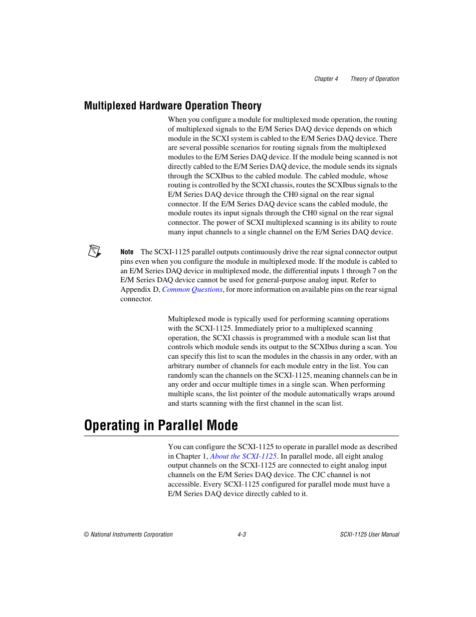 Multiplexed hardware operation theory, Operating in parallel mode, Multiplexed hardware operation theory -3 | Operating in parallel mode -3 | National Instruments Module SCXI-1125 User Manual | Page 36 / 101