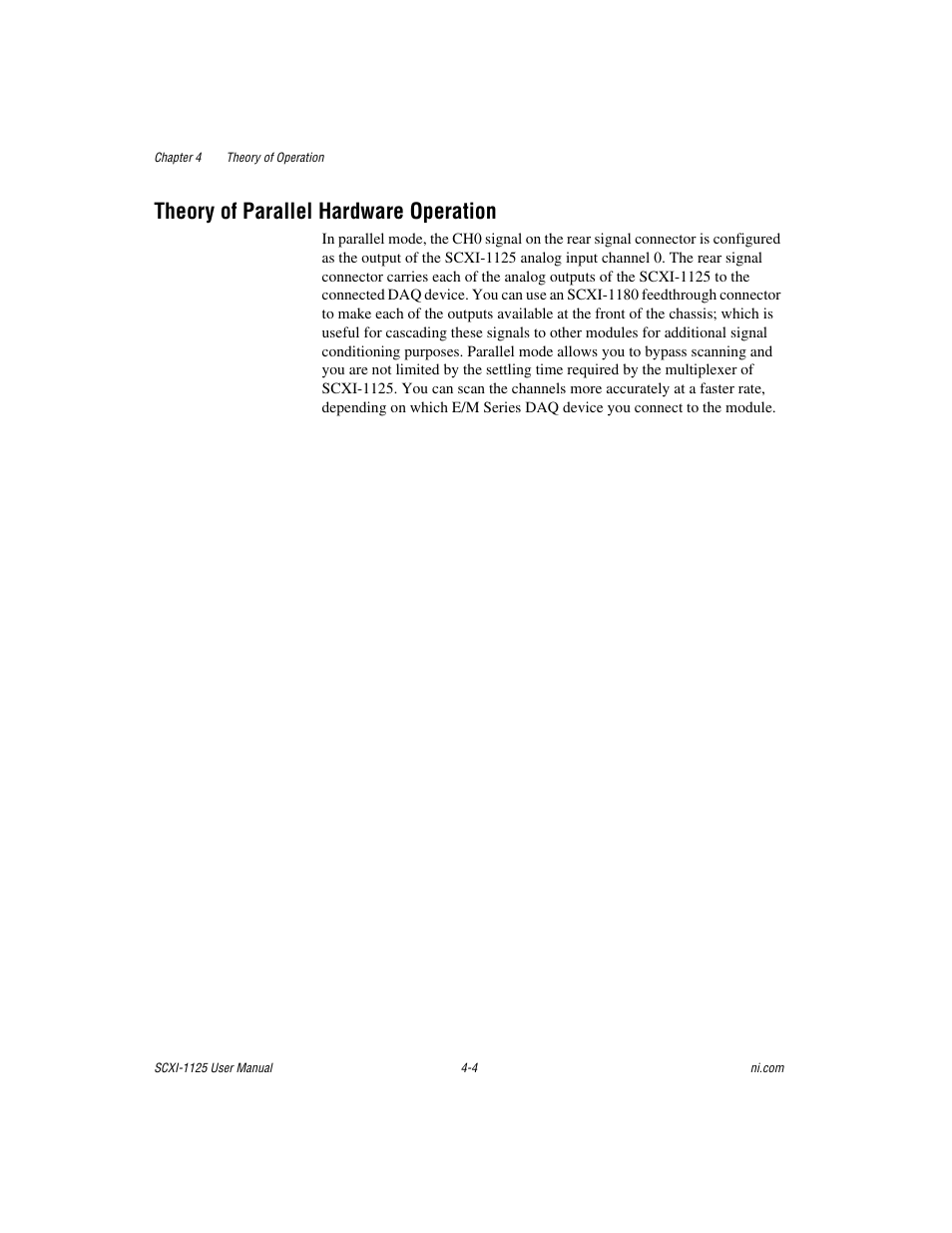 Theory of parallel hardware operation, Theory of parallel hardware operation -4 | National Instruments Module SCXI-1125 User Manual | Page 37 / 101