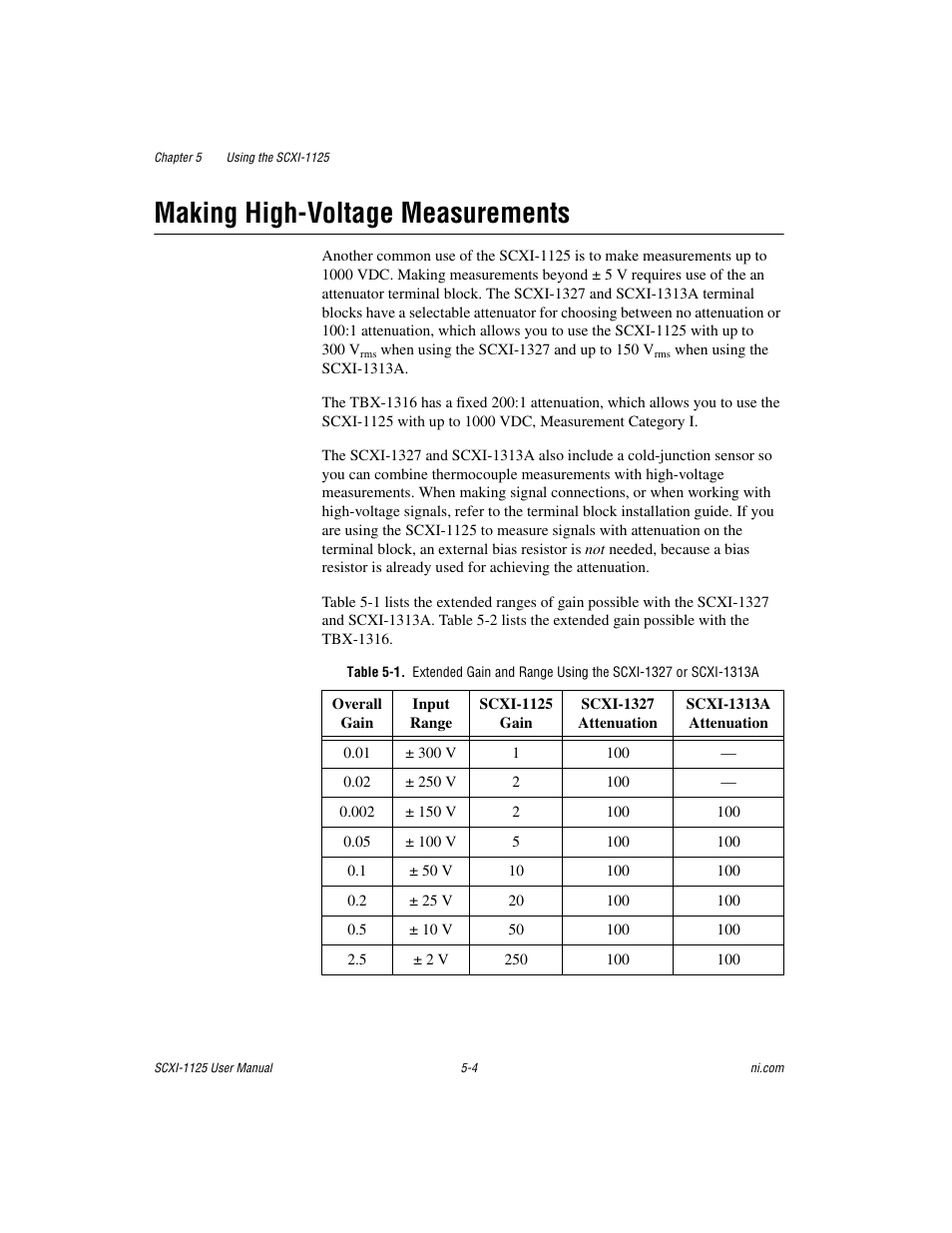 Making high-voltage measurements, Making high-voltage measurements -4 | National Instruments Module SCXI-1125 User Manual | Page 41 / 101