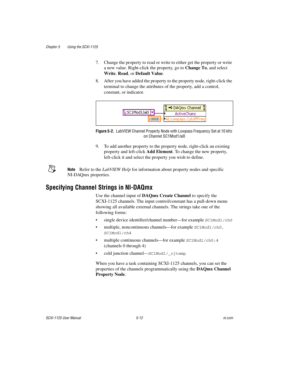 Specifying channel strings in ni-daqmx, Specifying channel strings in ni-daqmx -12 | National Instruments Module SCXI-1125 User Manual | Page 49 / 101