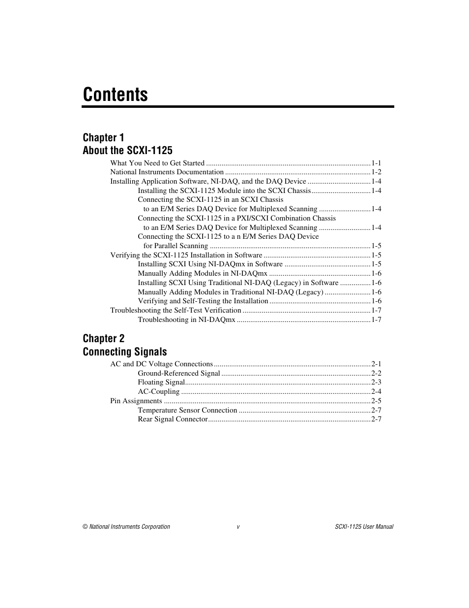 National Instruments Module SCXI-1125 User Manual | Page 5 / 101