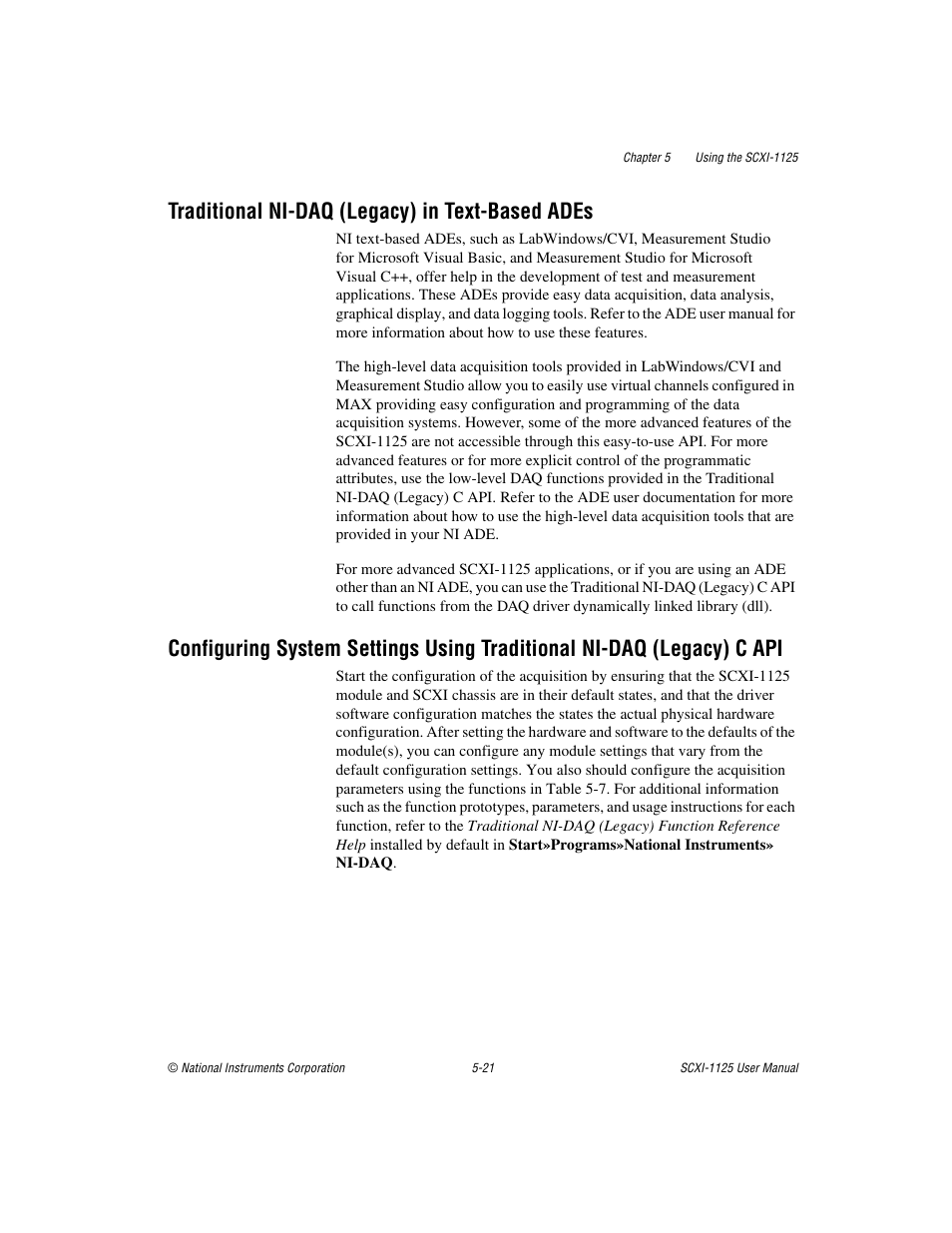 Traditional ni-daq (legacy) in text-based ades | National Instruments Module SCXI-1125 User Manual | Page 58 / 101