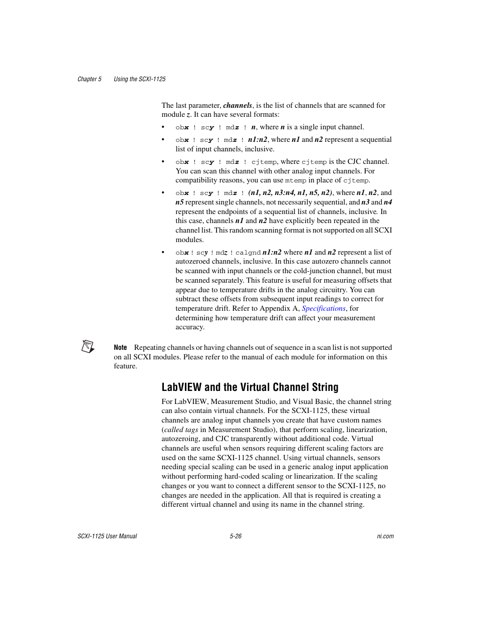 Labview and the virtual channel string, Labview and the virtual channel string -26 | National Instruments Module SCXI-1125 User Manual | Page 63 / 101