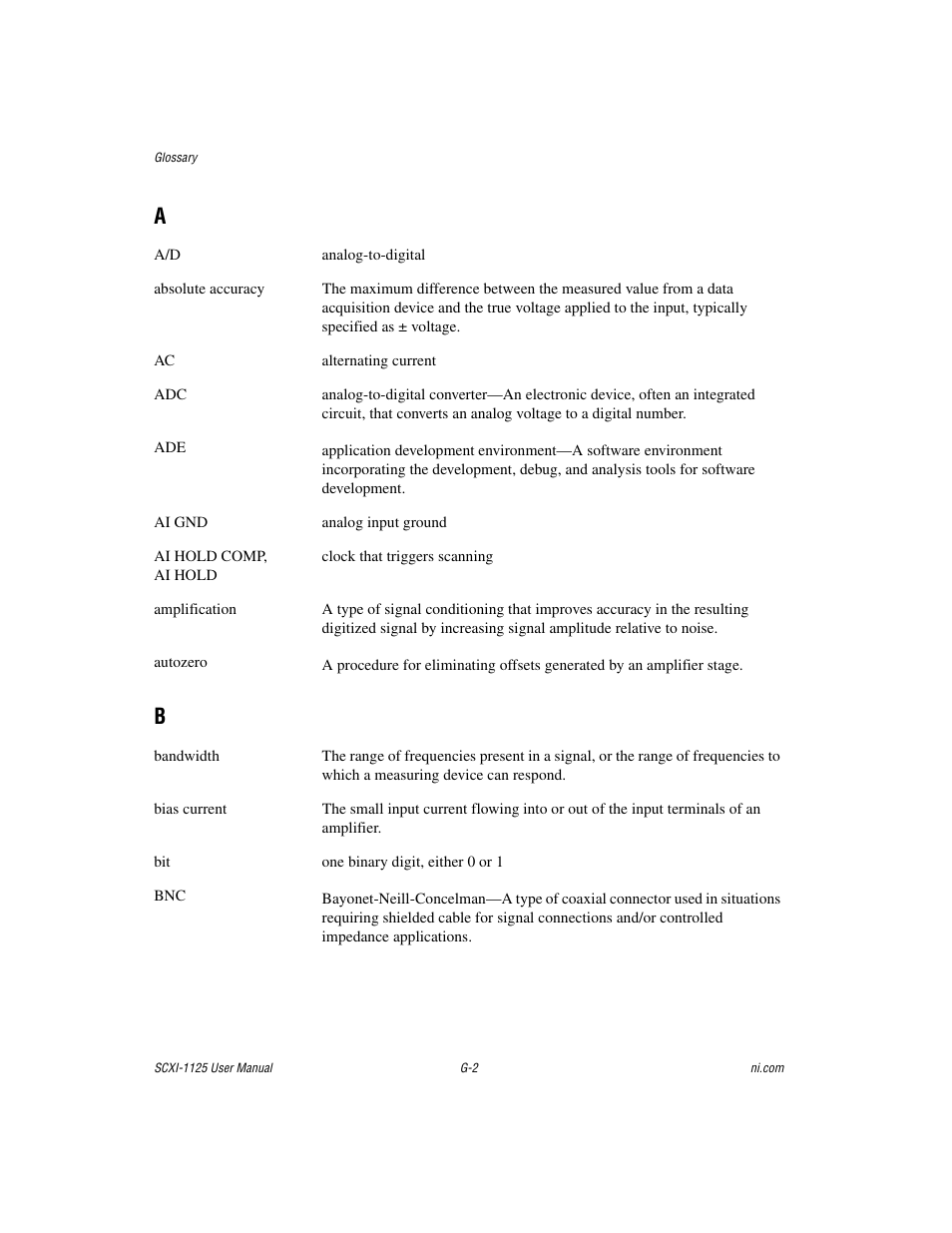 A - b | National Instruments Module SCXI-1125 User Manual | Page 89 / 101
