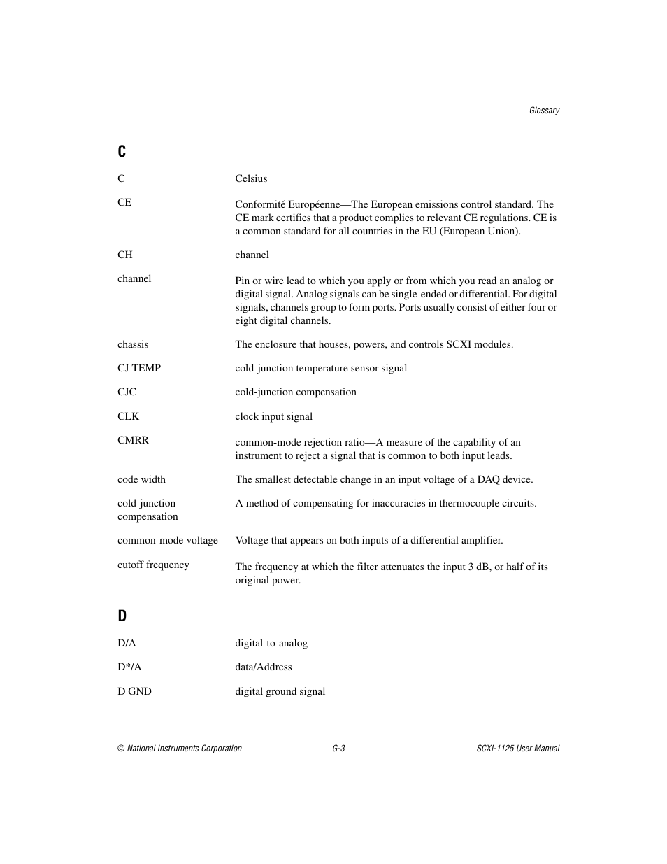 C - d | National Instruments Module SCXI-1125 User Manual | Page 90 / 101
