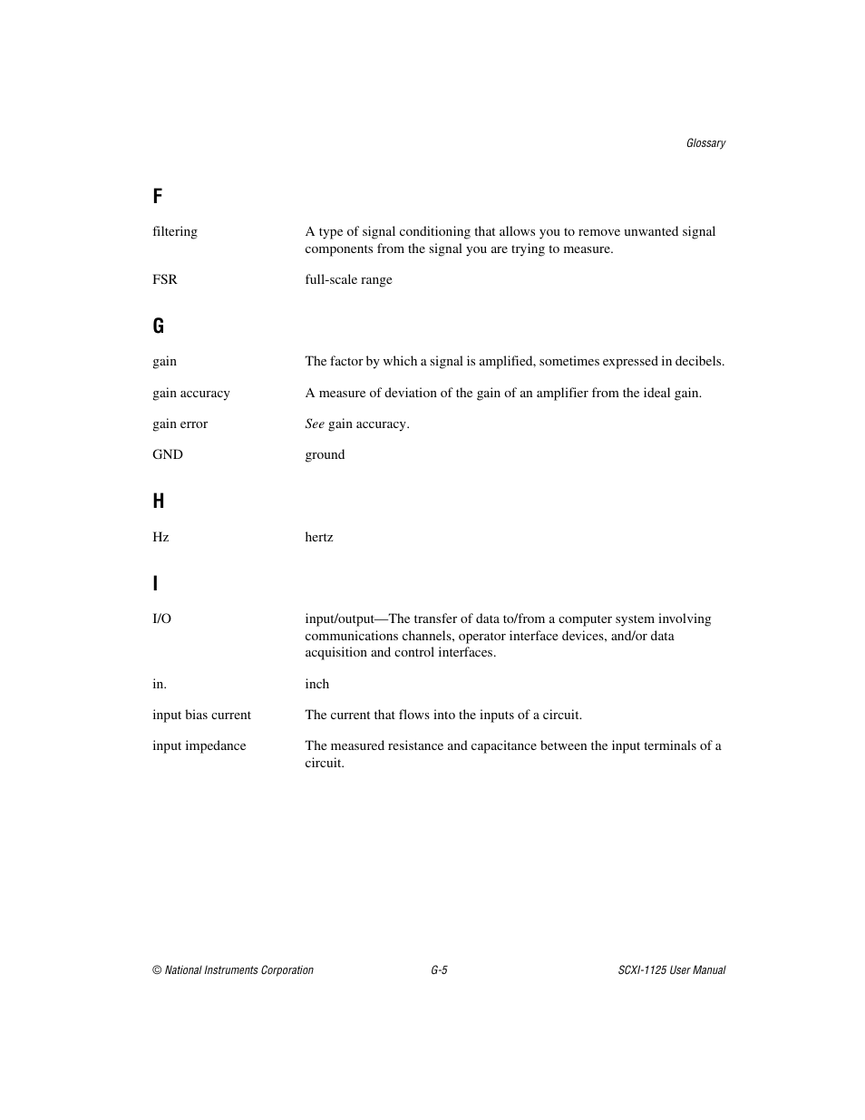 F - i | National Instruments Module SCXI-1125 User Manual | Page 92 / 101