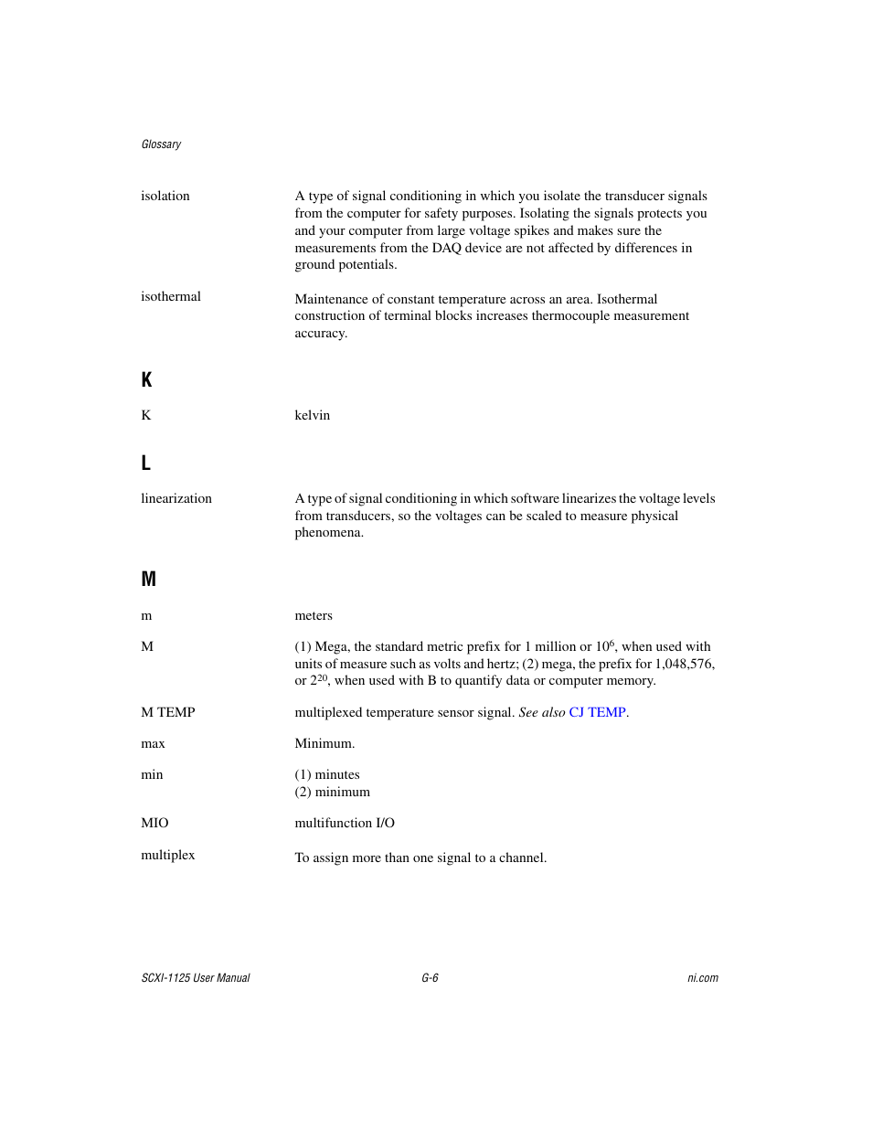 K - m | National Instruments Module SCXI-1125 User Manual | Page 93 / 101