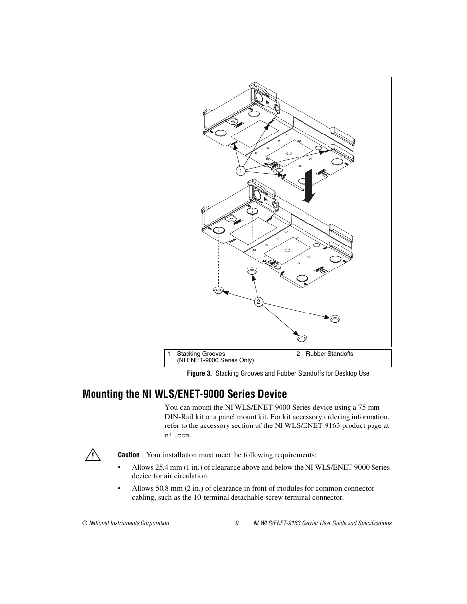 Mounting the ni wls/enet-9000 series device | National Instruments NI WLS/ENET-9163 User Manual | Page 9 / 36