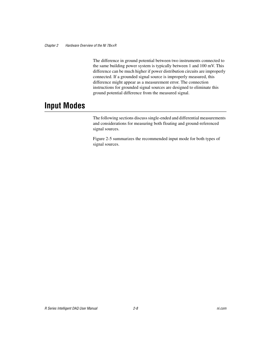 Input modes, Input modes -8 | National Instruments NI 784xR User Manual | Page 29 / 74