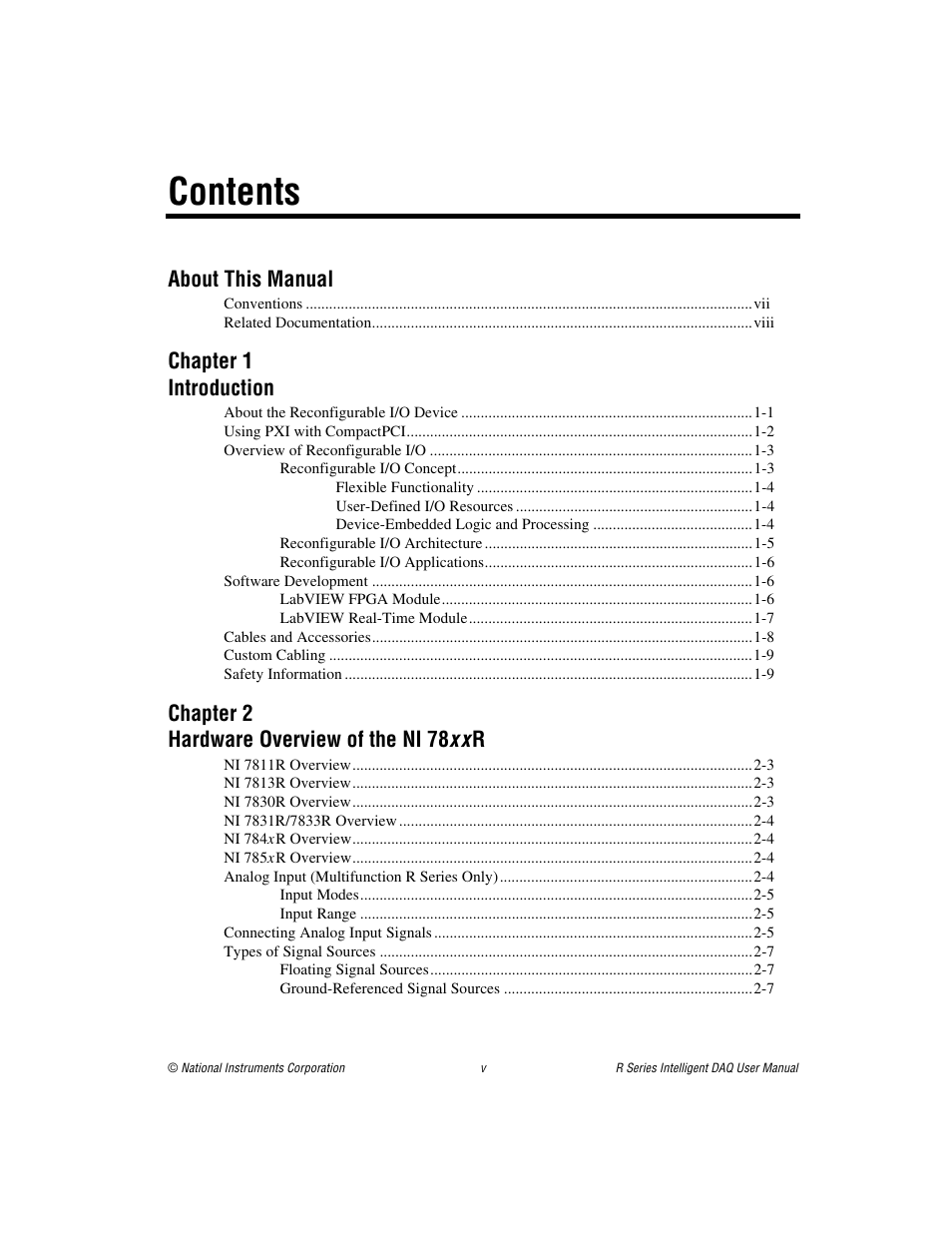 National Instruments NI 784xR User Manual | Page 5 / 74