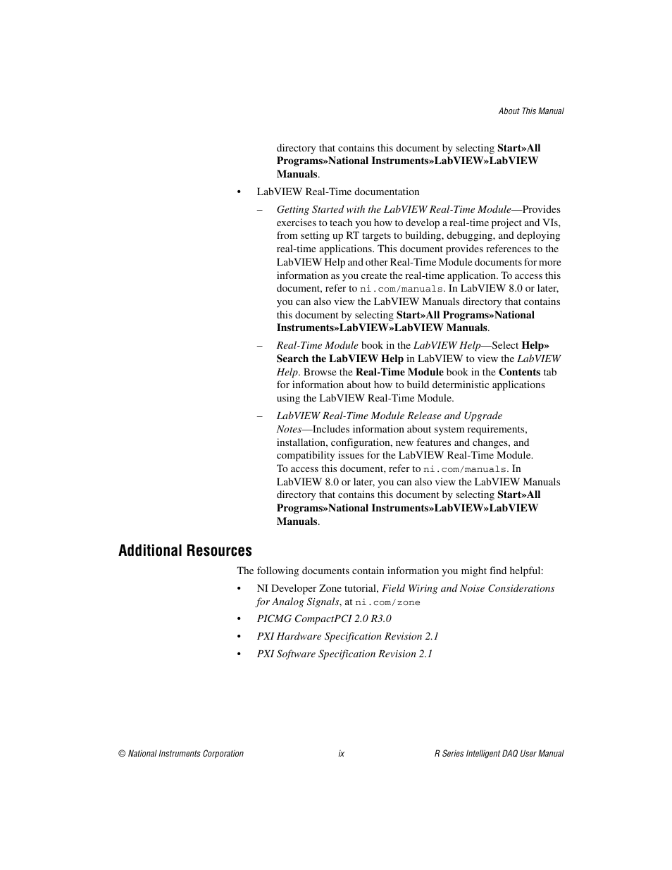 Additional resources | National Instruments NI 784xR User Manual | Page 9 / 74