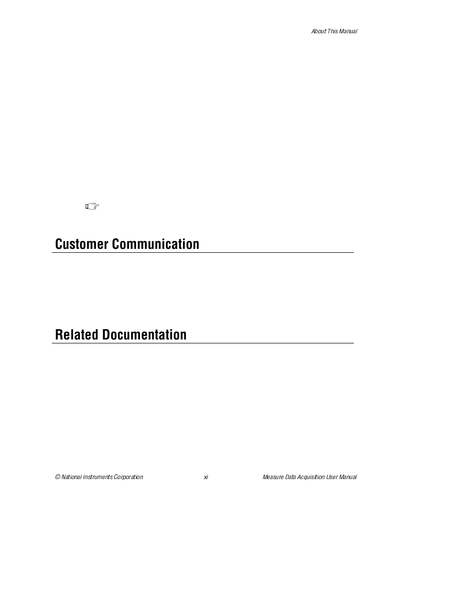 Customer communication, Related documentation | National Instruments Measure Data Acquisition User Manual | Page 10 / 98