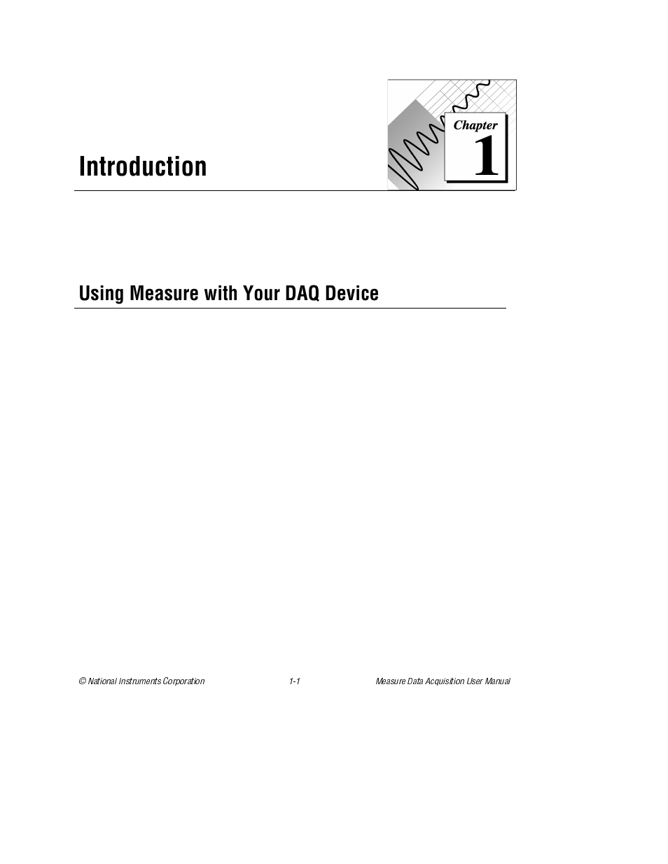 Chapter 1 introduction, Using measure with your daq device, Chapter 1 | Introduction | National Instruments Measure Data Acquisition User Manual | Page 11 / 98