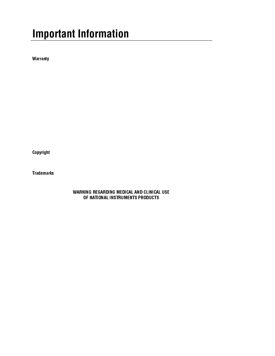 Important information, Warranty, Copyright | Trademarks | National Instruments Measure Data Acquisition User Manual | Page 3 / 98