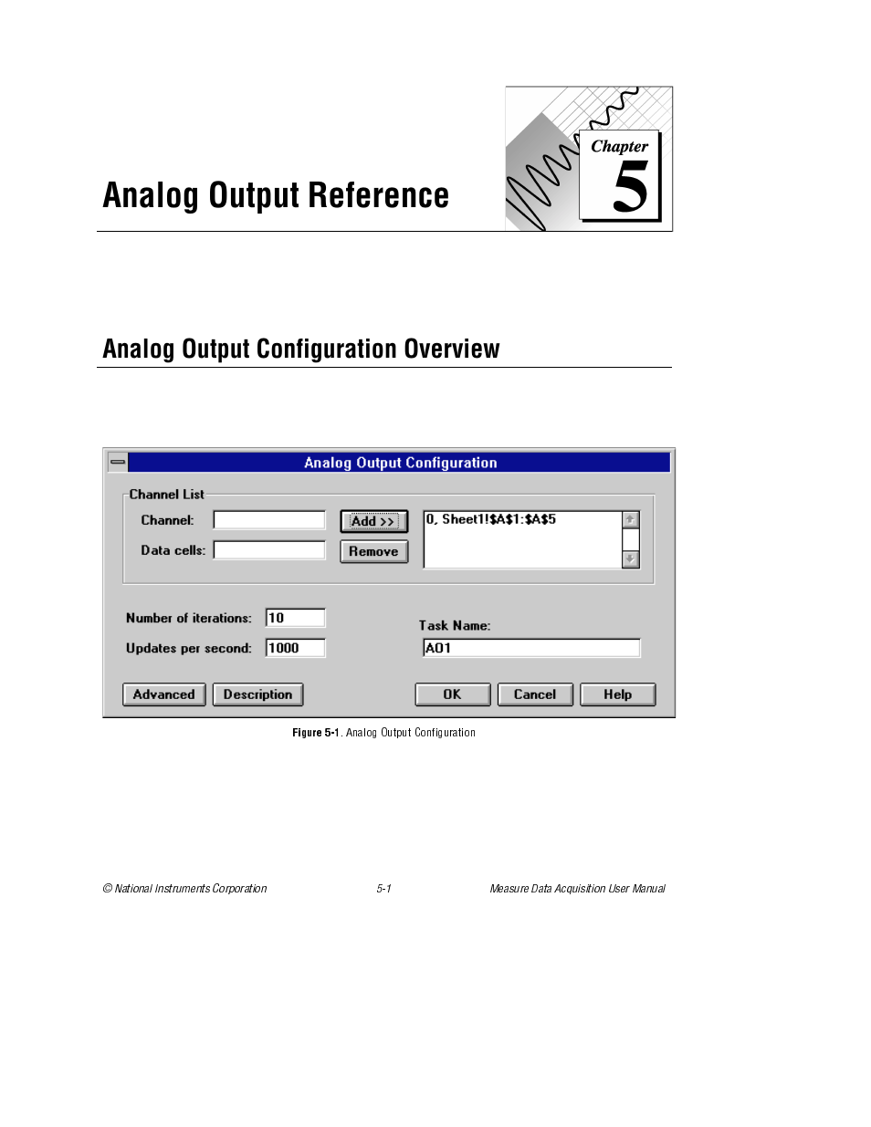 Chapter 5 analog output reference, Analog output configuration overview, Figure 5-1. analog output configuration | Chapter 5, Analog output reference, Figure 5-1, Analog output configuration | National Instruments Measure Data Acquisition User Manual | Page 39 / 98