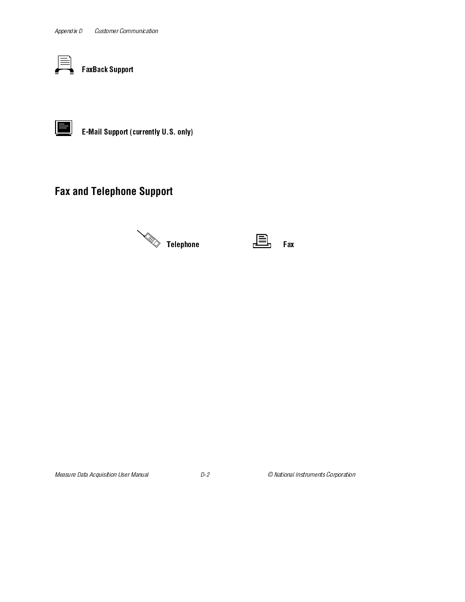 Fax and telephone support | National Instruments Measure Data Acquisition User Manual | Page 76 / 98