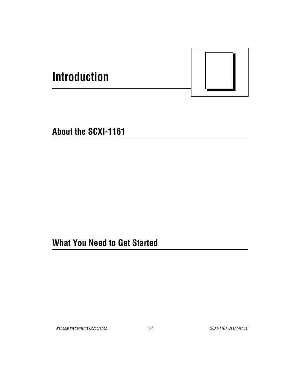 Chapter 1 introduction, About the scxi1161, What you need to get started | Chapter 1, Introduction, About the scxi-1161 | National Instruments SCXI-1161 User Manual | Page 11 / 60