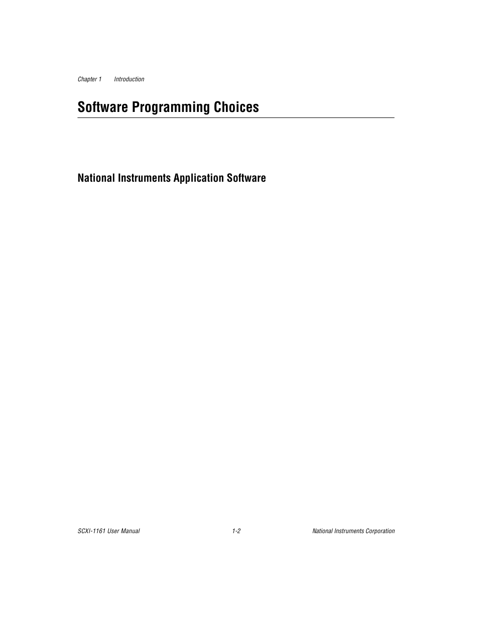 Software programming choices, National instruments application software, Software programming choices -2 | National instruments application software -2 | National Instruments SCXI-1161 User Manual | Page 12 / 60