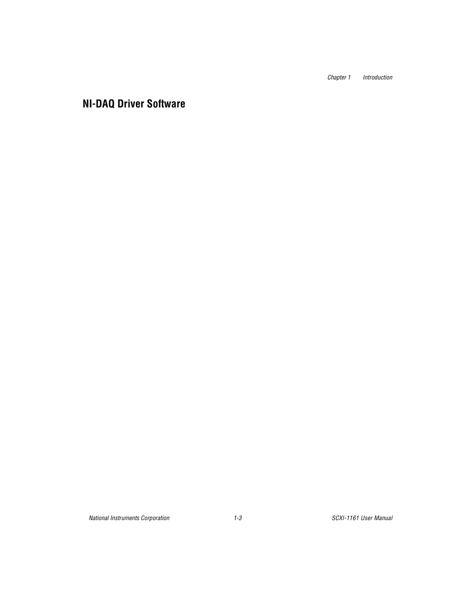 Nidaq driver software, Ni-daq driver software -3, Ni-daq driver software | National Instruments SCXI-1161 User Manual | Page 13 / 60