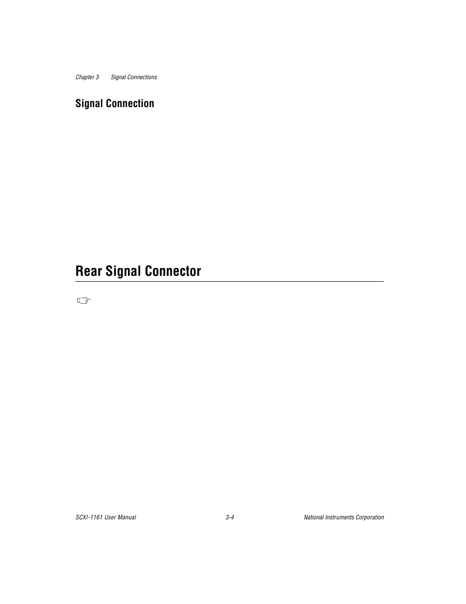 Signal connection, Rear signal connector, Signal connection -4 | Rear signal connector -4 | National Instruments SCXI-1161 User Manual | Page 29 / 60