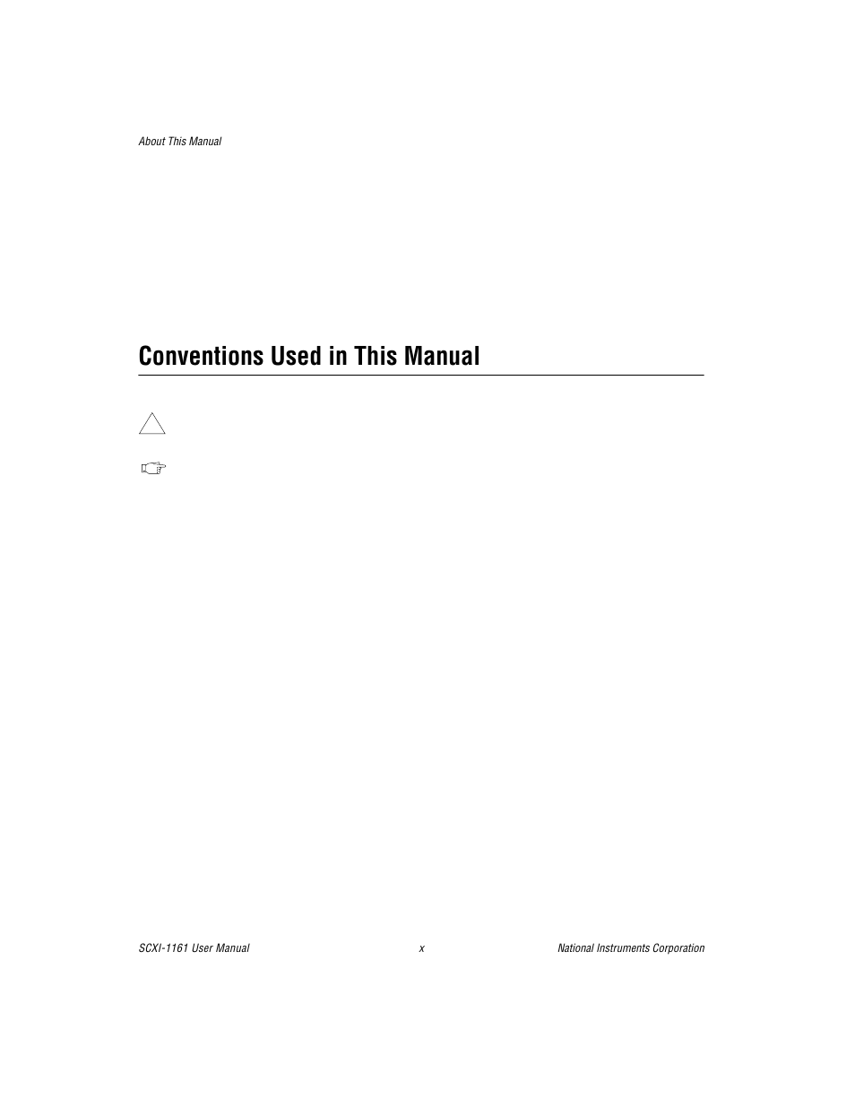 Conventions used in this manual | National Instruments SCXI-1161 User Manual | Page 8 / 60