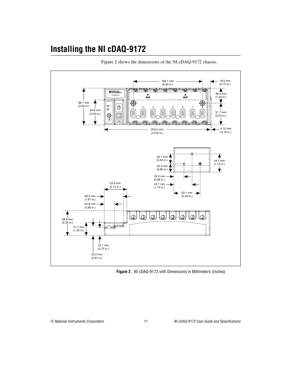 Installing the ni cdaq-9172 | National Instruments Eight-slot USB Chassis NI cDAQ-9172 User Manual | Page 11 / 84