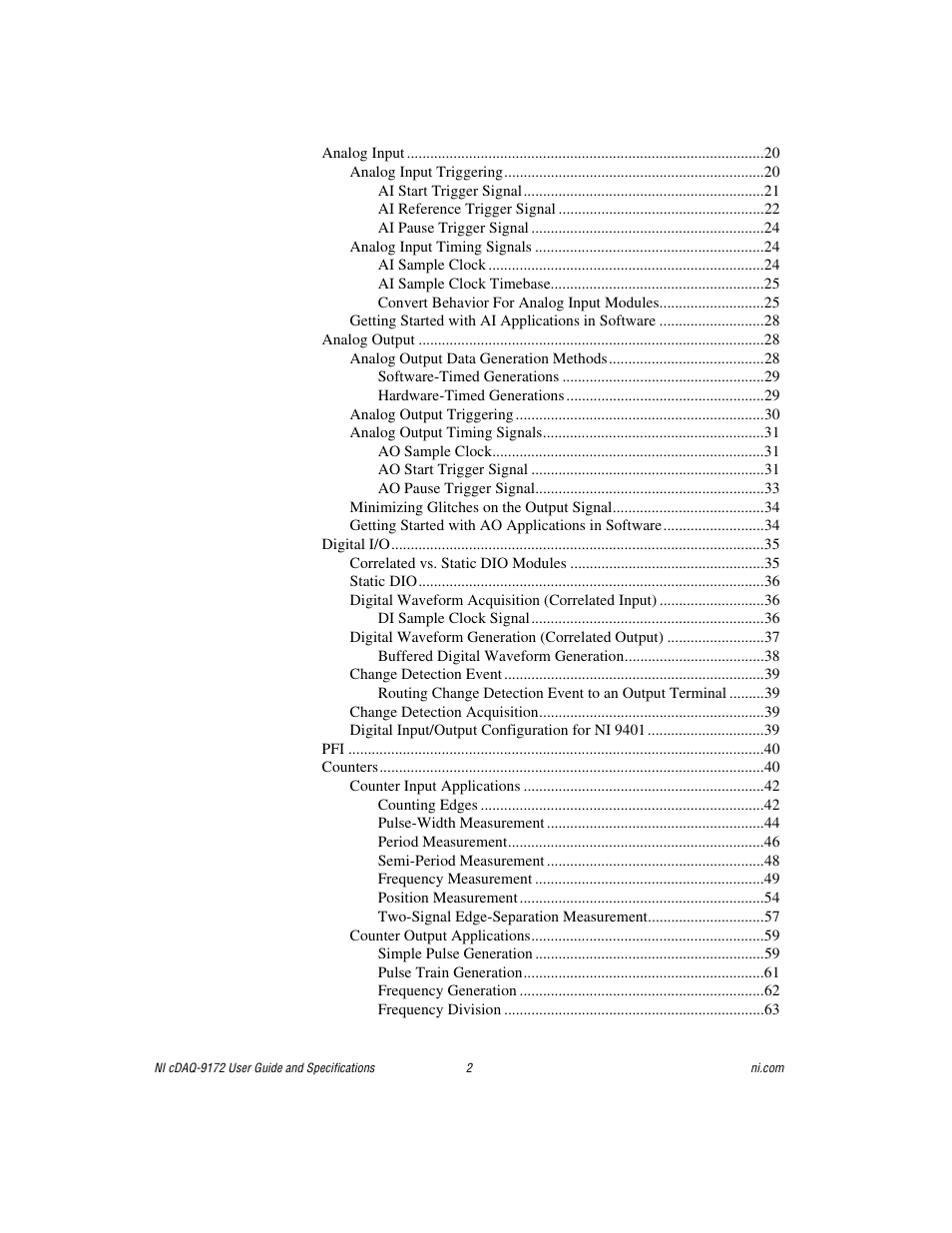 National Instruments Eight-slot USB Chassis NI cDAQ-9172 User Manual | Page 2 / 84