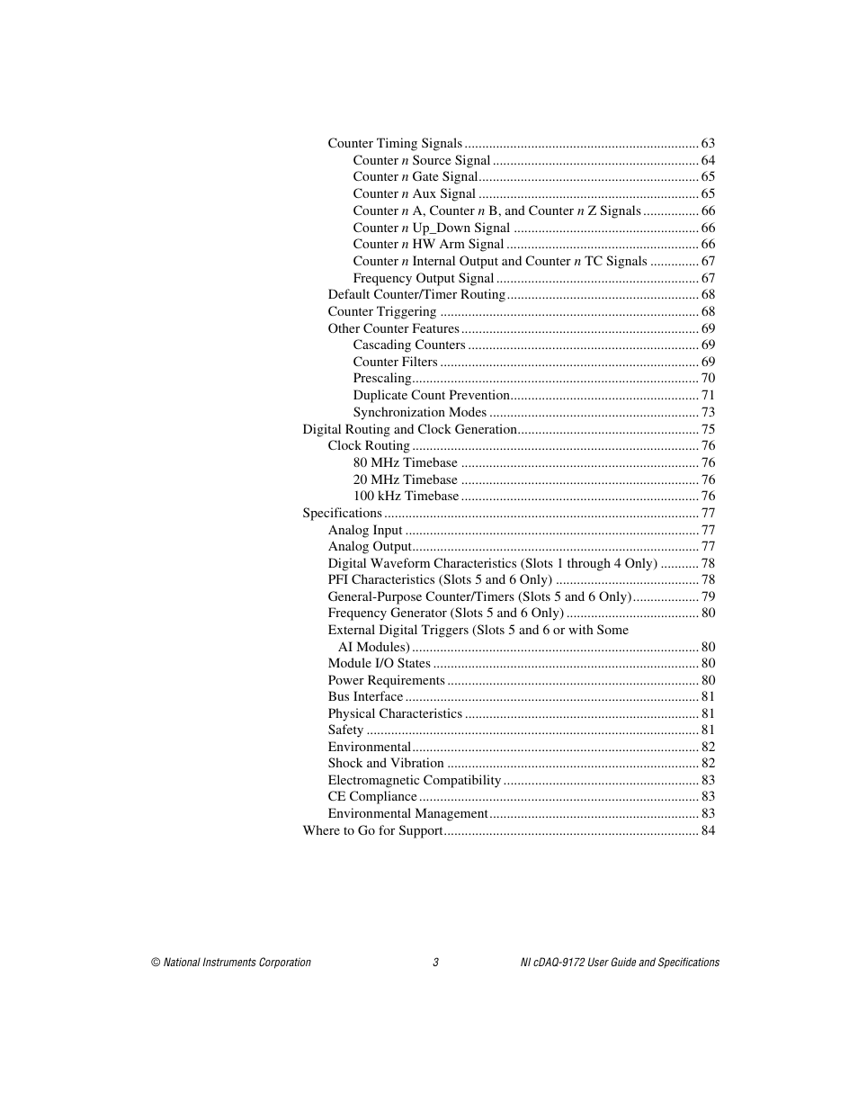 National Instruments Eight-slot USB Chassis NI cDAQ-9172 User Manual | Page 3 / 84
