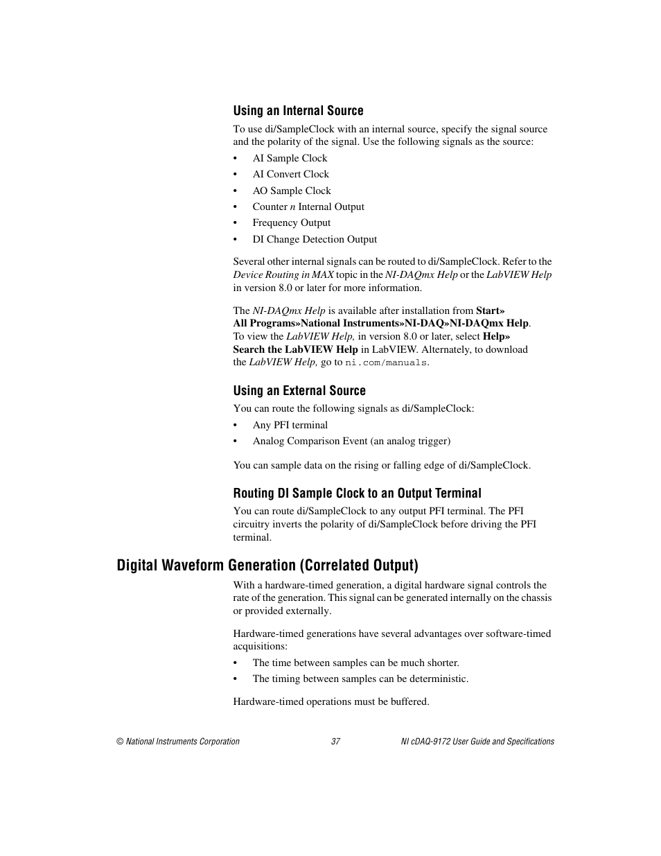 Digital waveform generation (correlated output) | National Instruments Eight-slot USB Chassis NI cDAQ-9172 User Manual | Page 37 / 84