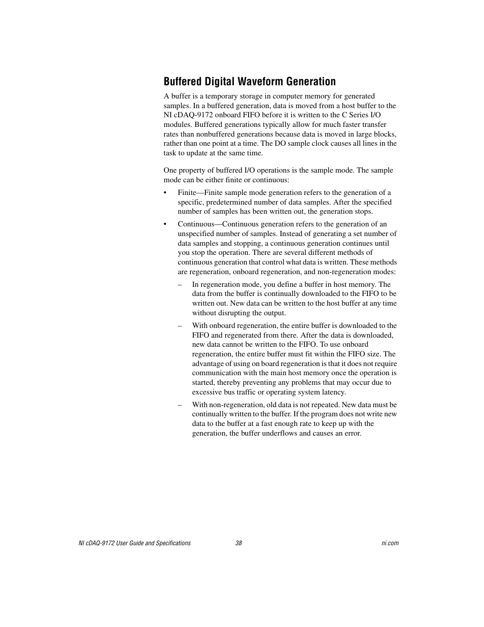 Buffered digital waveform generation | National Instruments Eight-slot USB Chassis NI cDAQ-9172 User Manual | Page 38 / 84