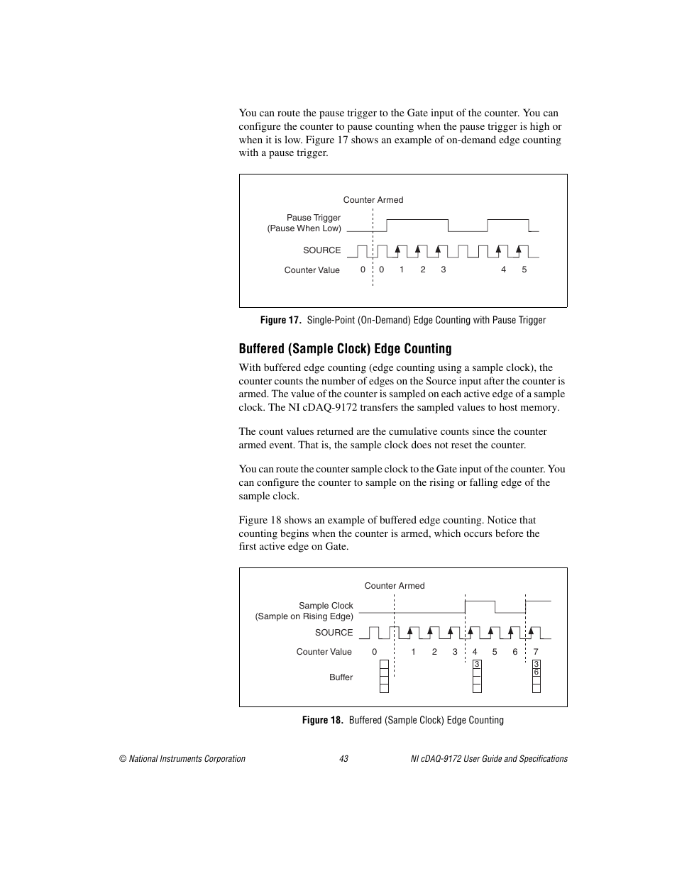 Figure 18. buffered (sample clock) edge counting, Buffered (sample clock) edge counting | National Instruments Eight-slot USB Chassis NI cDAQ-9172 User Manual | Page 43 / 84