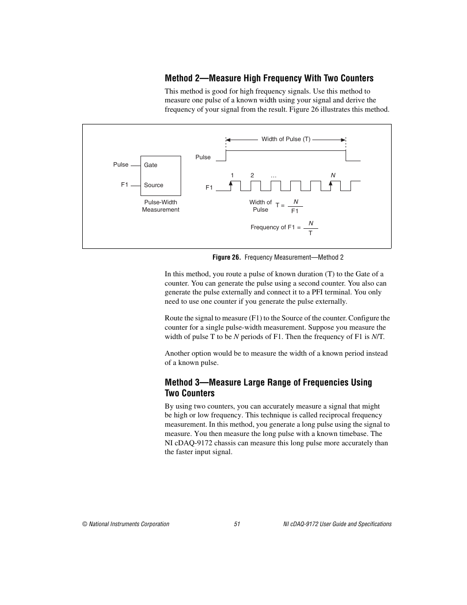 Figure 26. frequency measurement-method 2, Method 2—measure high frequency with two counters | National Instruments Eight-slot USB Chassis NI cDAQ-9172 User Manual | Page 51 / 84