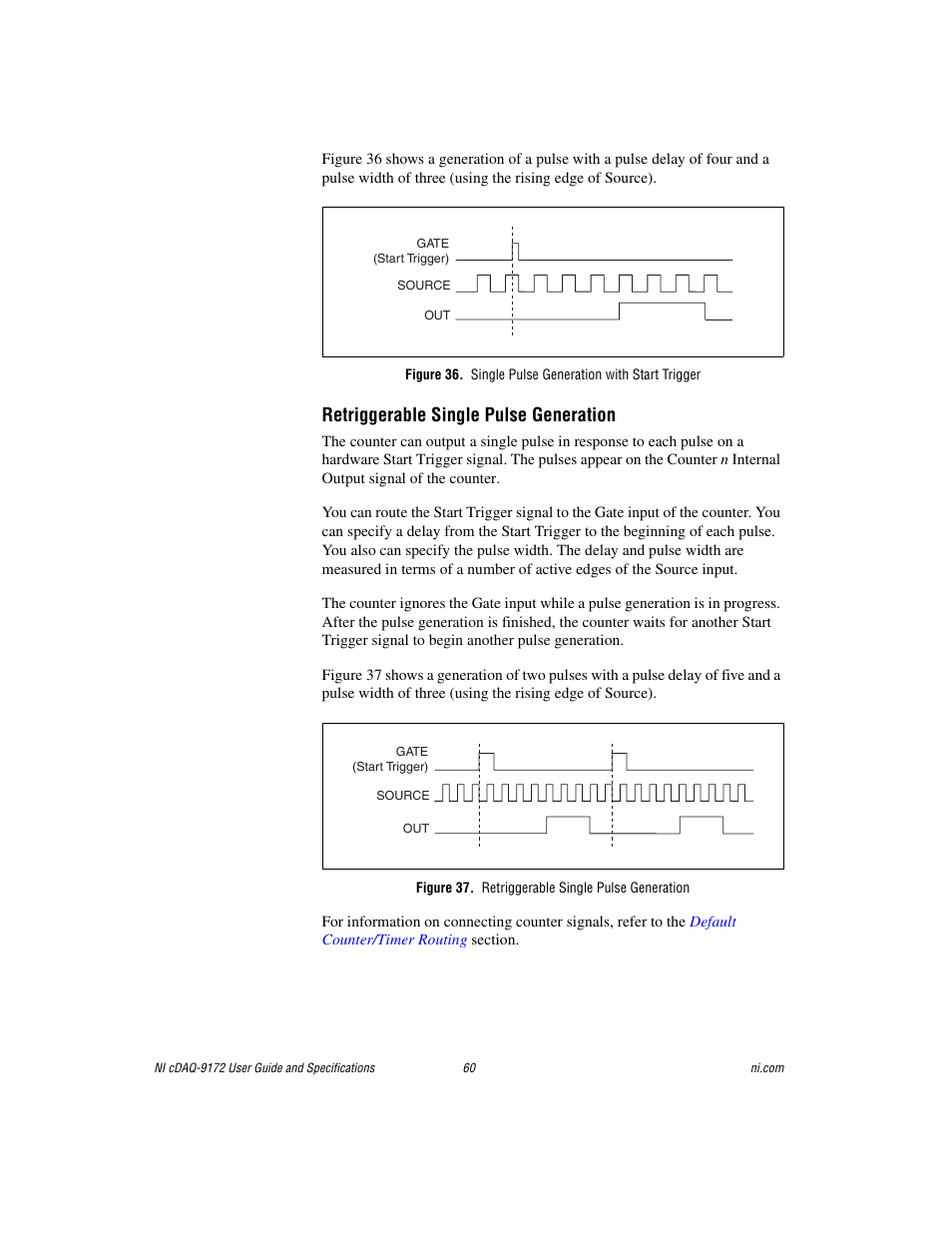 Figure 37. retriggerable single pulse generation, Retriggerable single pulse generation | National Instruments Eight-slot USB Chassis NI cDAQ-9172 User Manual | Page 60 / 84
