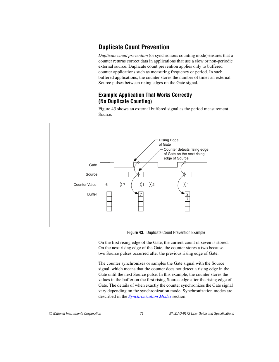 Duplicate count prevention, Figure 43. duplicate count prevention example, Section | National Instruments Eight-slot USB Chassis NI cDAQ-9172 User Manual | Page 71 / 84