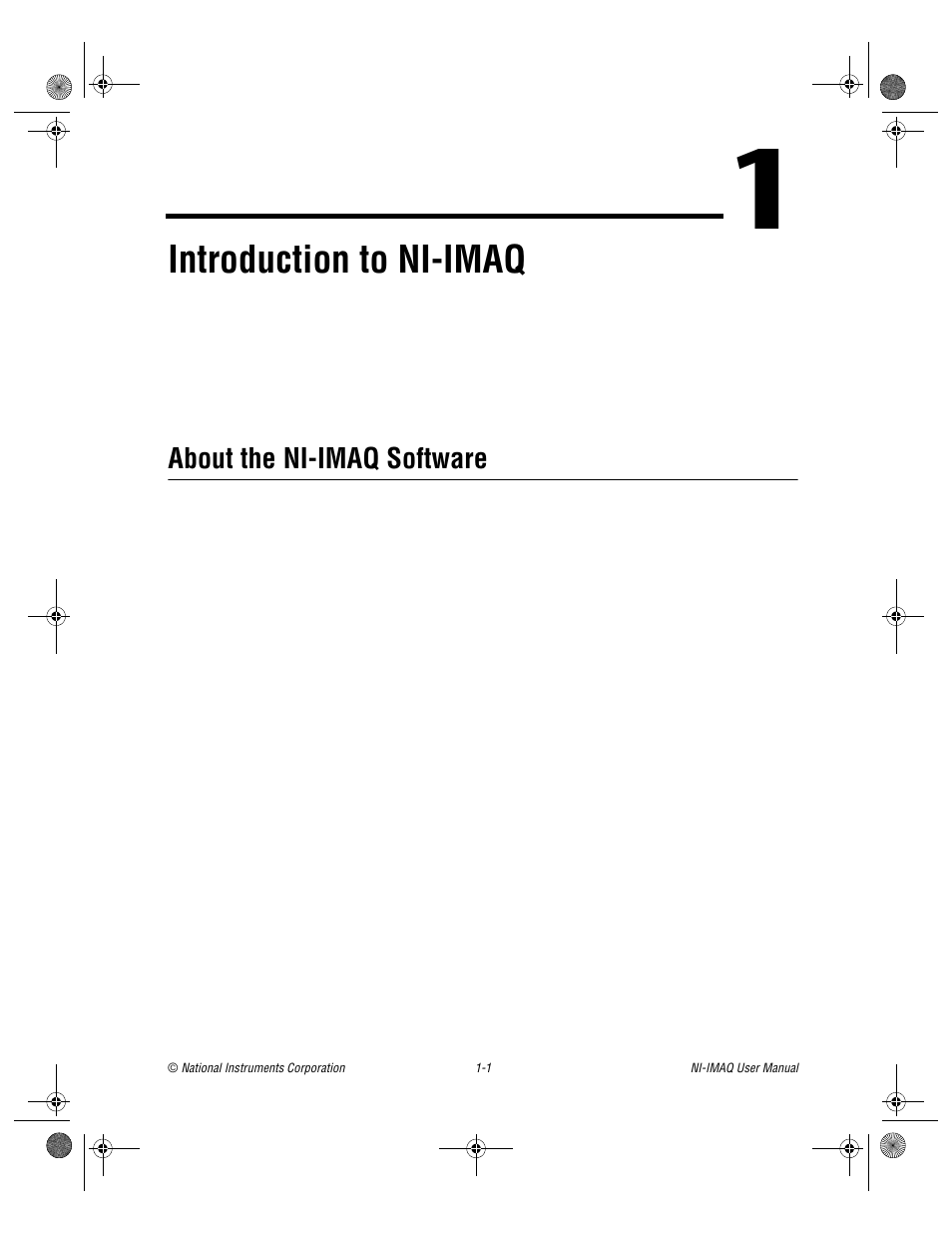 Chapter 1 introduction to ni-imaq, About the ni-imaq software, About the ni-imaq software -1 | Er 1, Introduction to ni-imaq | National Instruments Image Acquisition Software User Manual | Page 10 / 68