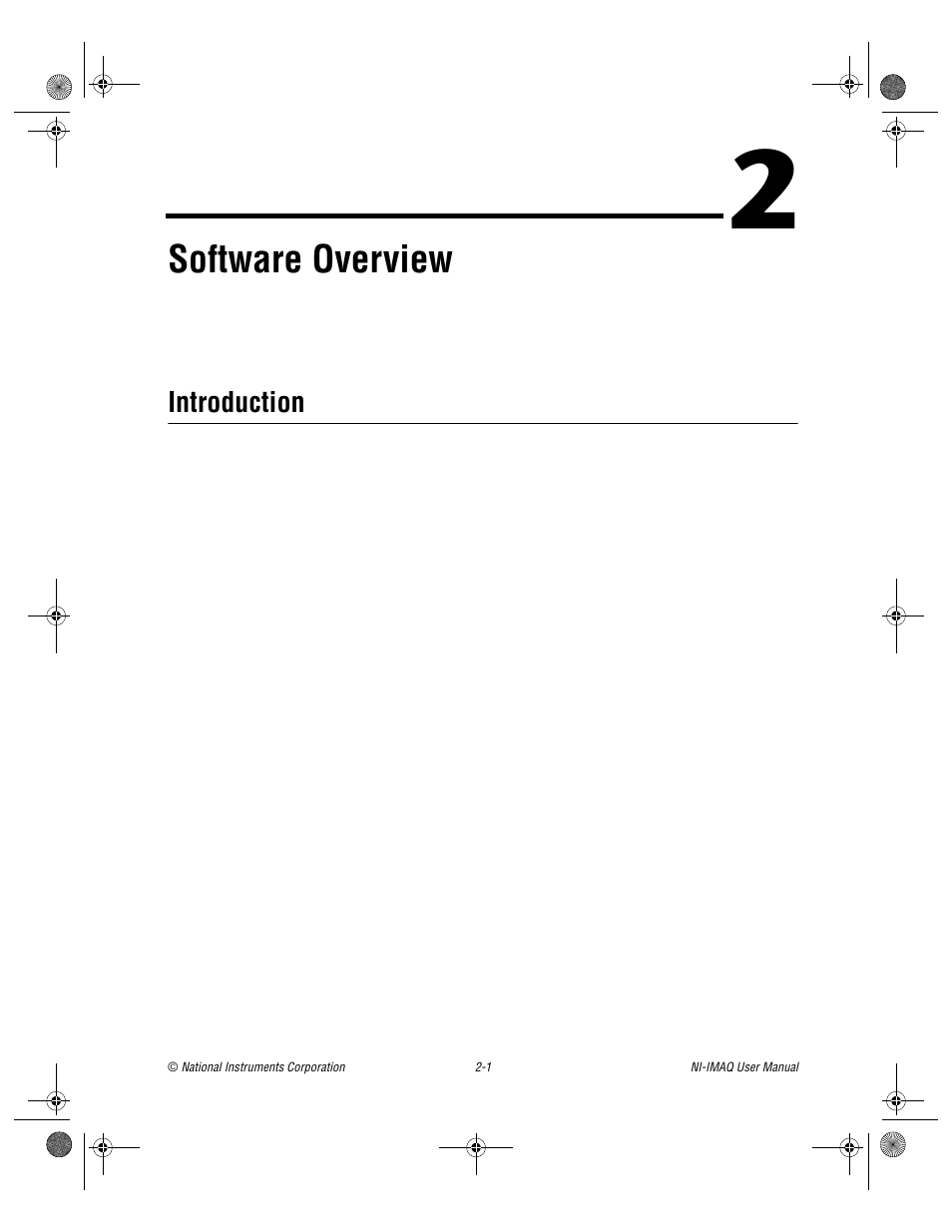 Chapter 2 software overview, Introduction, Introduction -1 | Er 2, Software overview | National Instruments Image Acquisition Software User Manual | Page 14 / 68